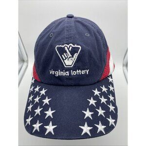 Virginia Lottery Blue Baseball Hat Cap Stars Stripes Adjustable Strap-back